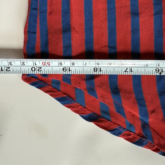 Oleg Cassini Vintage Red and Blue Striped Silk Long Sleeve Button Up‎ Top Size 8 - Picture 15 of 16